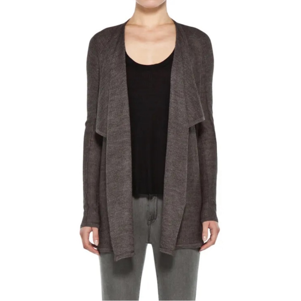 Helmut Lang Helmut Voltage draped waterfall grey Eco alpaca silk cardigan